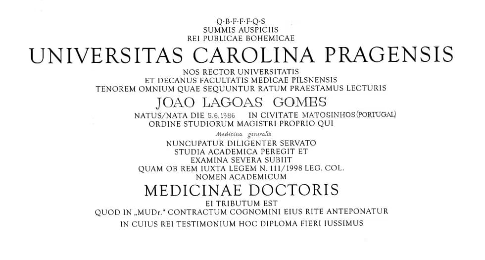 Diploma Dr. João Lagoas Gomes